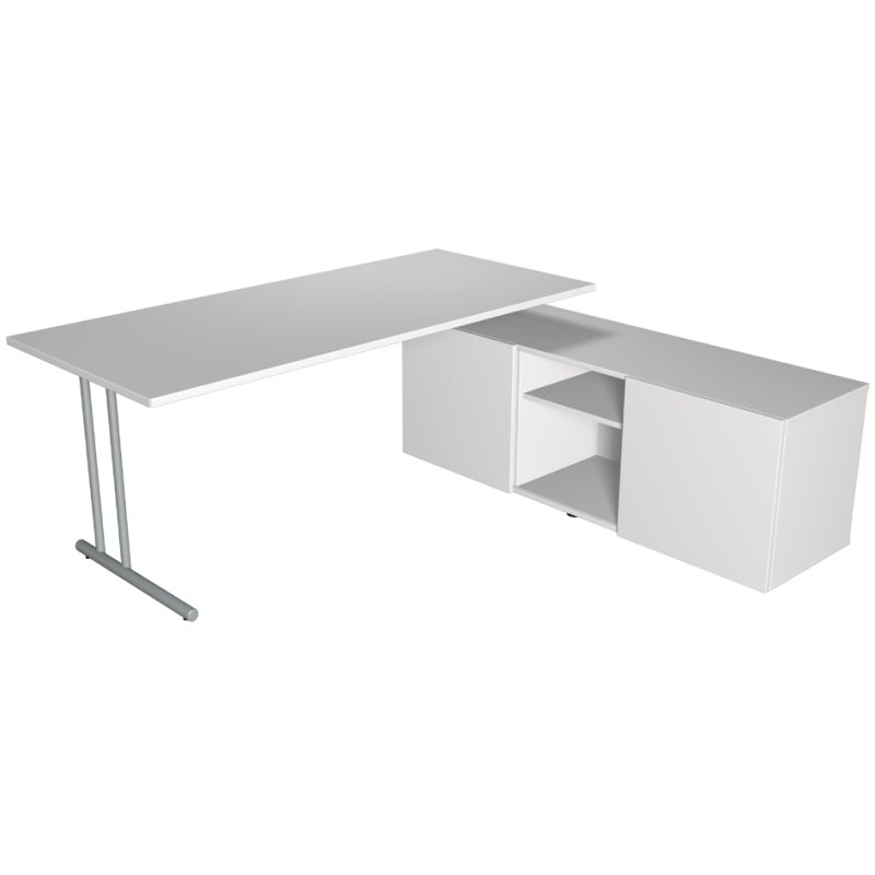 kerkmann espace de travail Start Up, blanc, bureau 180×80 cm, meuble 160×50 cm