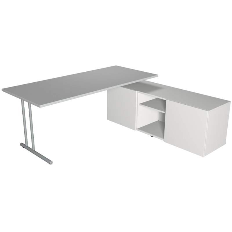 kerkmann espace de travail Start Up, blanc, bureau 180×80 cm, meuble 160×50 cm