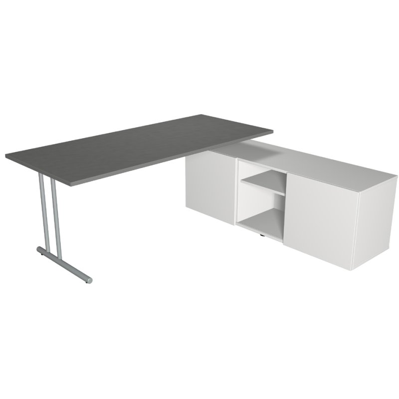 kerkmann espace de travail Start Up, blanc, bureau 180×80 cm, meuble 160×50 cm