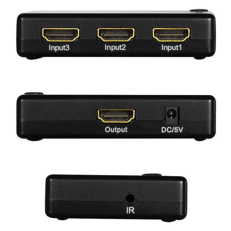LogiLink Commutateur HDMI Full HD, 3 ports, noir, avec télécommande