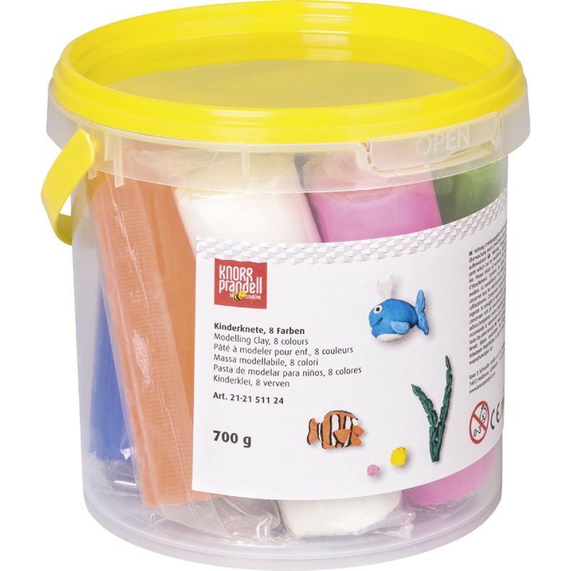 KNORR prandell pâte à modeler enfants, 8 couleurs, 700 g, seau