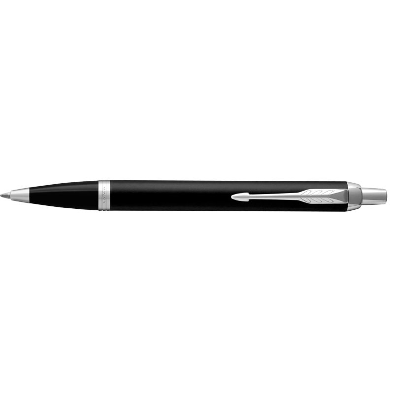 PARKER IM Essential push ballpoint pen, black, chrome details, blue