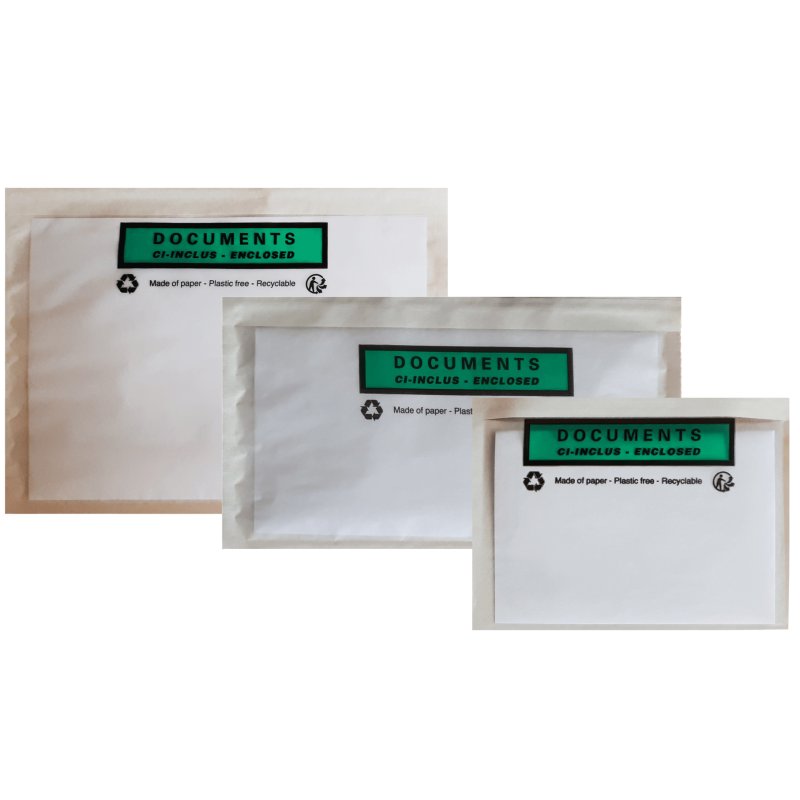 GPV Pochettes pour documents, autocollantes, transparentes, 120×228 mm