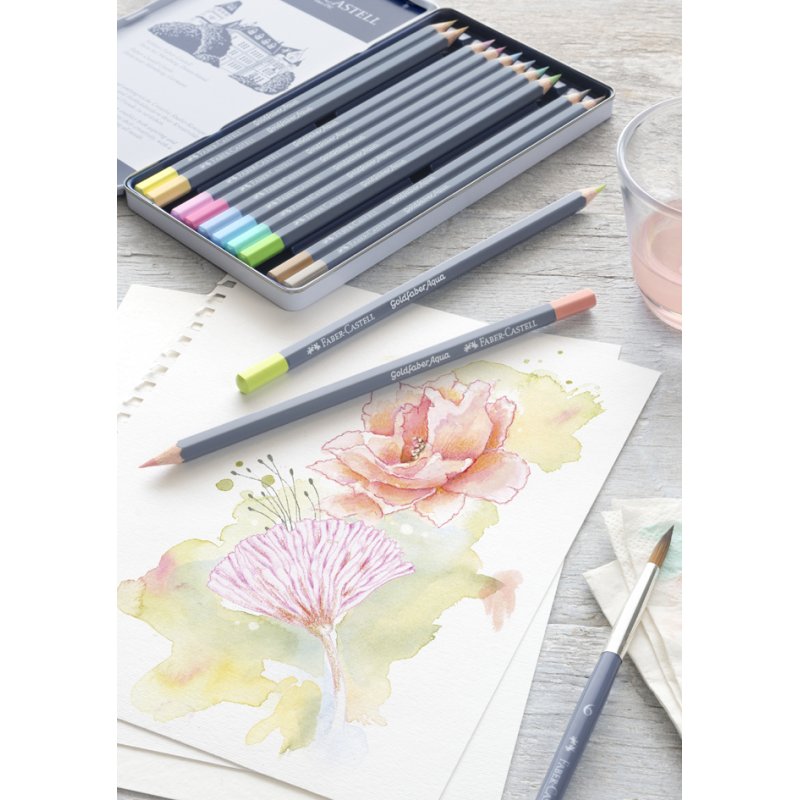Faber-Castell GOLDFABER watercolour pencils, metal tin, 12 pieces