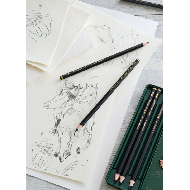 Faber-Castell crayons graphite PITT GRAPHITE Matt, set de 6 pièces, 2B-12B