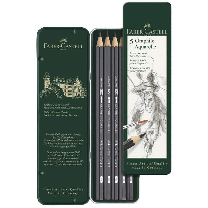 Faber-Castell crayons aquarelle GRAPHITE AQUARELLE, 5 pièces, HB-8B
