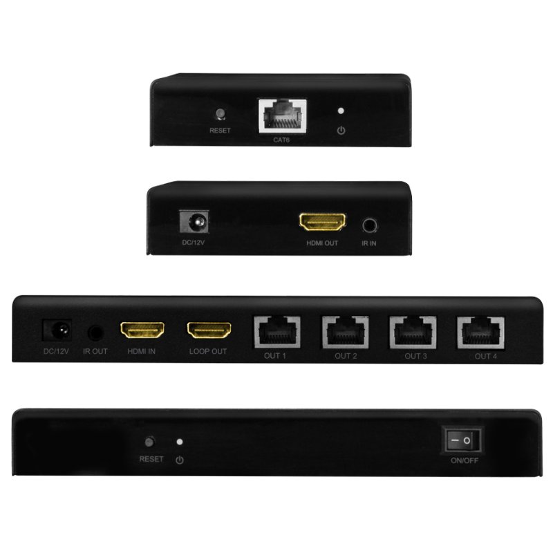 LogiLink 4K HDMI extender/splitter set over IP, 70 m, black