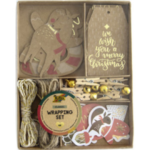 folia verpakkingsset Classic, kerst, 44-delig, cadeaupapier accessoires