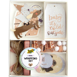 folia cadeauverpakking set pastel, roségoud, 38-delig