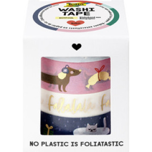 Folia decoratiepleisterband Washi-Tape Kerst 'FALALA', papier, 4 rollen