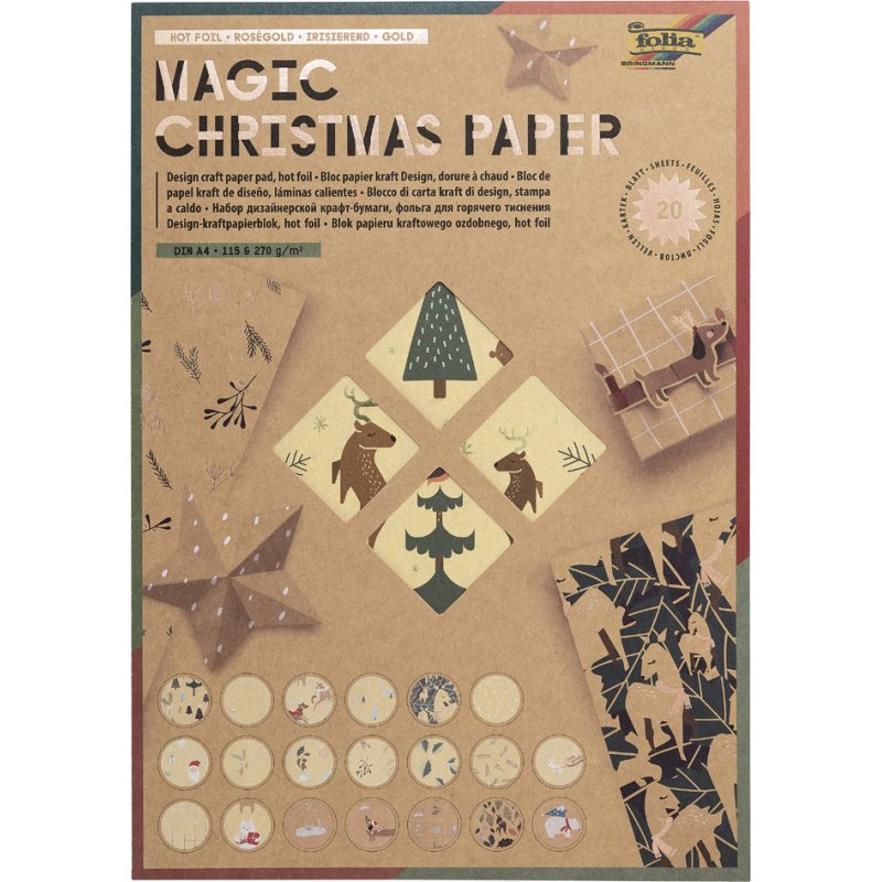 folia kraftpapierblok Magic Christmas Paper, A4, 20 vel, hotfoil kerst