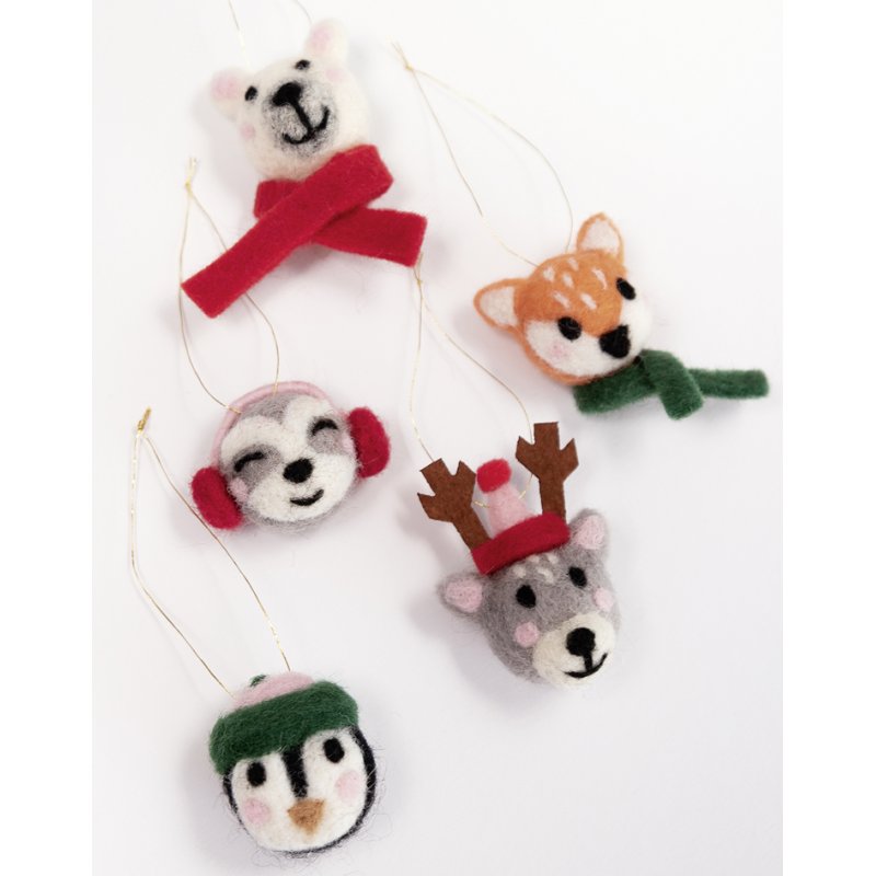 folia viltkogels winterdieren set, 100% merinowol, 5 stuks