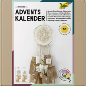 folia adventskalender knutselset macramé, 55-delig, natuurtinten