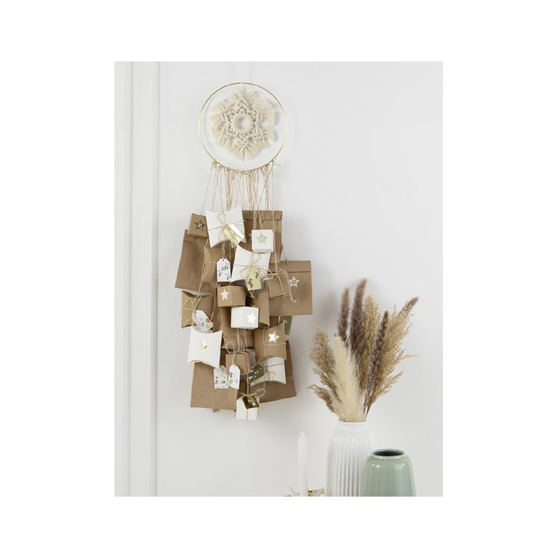 folia adventskalender knutselset macramé, 55-delig, natuurtinten