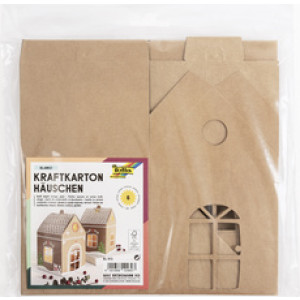 folia kraftkarton huisjes, 110 × 110 × 190 mm, voorgestanst, 6 stuks