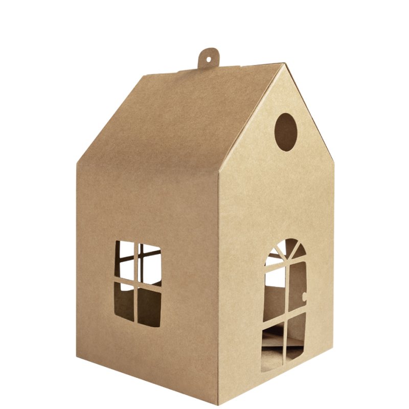 folia kraftkarton huisjes, 110 × 110 × 190 mm, voorgestanst, 6 stuks