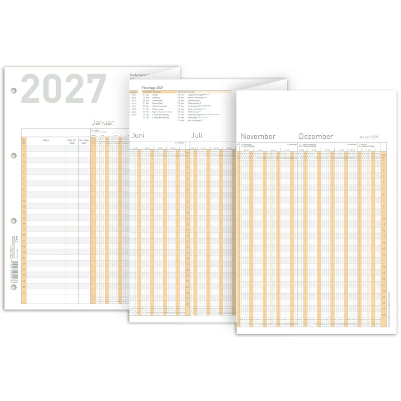 RNK Verlag holiday planner 2027, 26 employees, folded A4, 4-hole punched