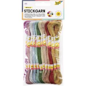 folia borduurgarens Metallic, gekleurd assortiment, 26 strengen à 8 m