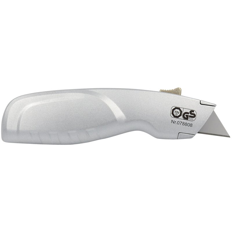 WEDO Safety utility knife, trapezoid blade, aluminium, silver