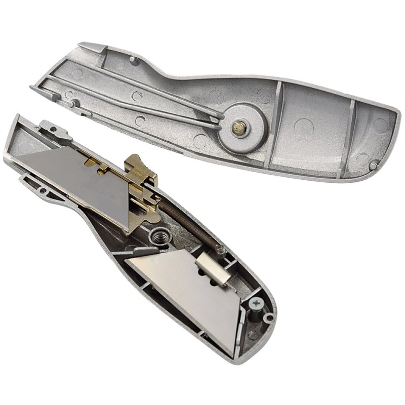 WEDO Safety utility knife, trapezoid blade, aluminium, silver
