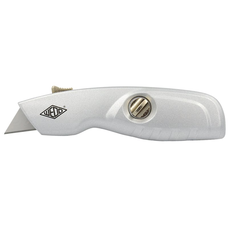 WEDO Safety utility knife, trapezoid blade, aluminium, silver