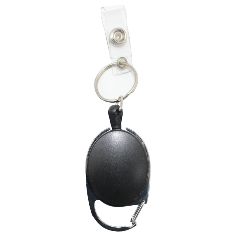 WEDO belt clip with retractable nylon cord, chrome/black