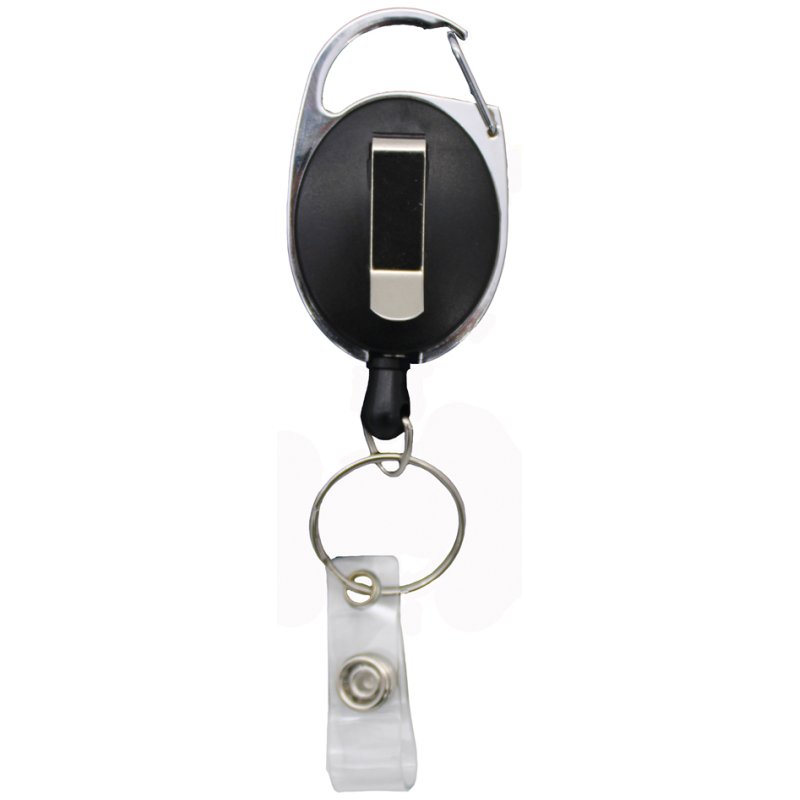 WEDO belt clip with retractable nylon cord, chrome/black