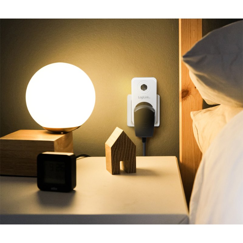 LogiLink adaptateur prise avec détecteur crépusculaire, blanc, IP20