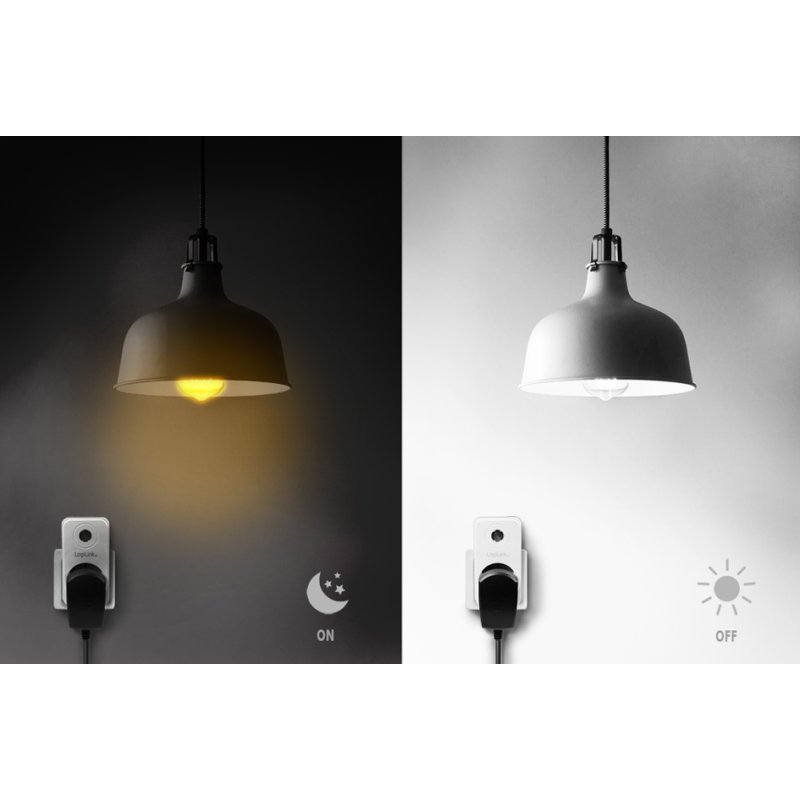 LogiLink adaptateur prise avec détecteur crépusculaire, blanc, IP20