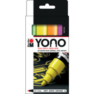 Marabu acrylmarker YONO, 1,5-3,0 mm, 4 neonkleuren