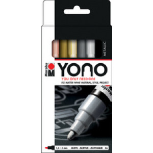Marabu acrylmarkers YONO, 1,5-3,0 mm, metallic kleuren, 4 stuks