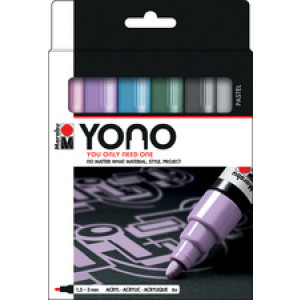 Marabu acrylstiften YONO, 1,5-3,0 mm, pastelkleuren, 6 stuks
