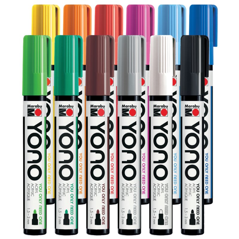 Marabu acrylmarker YONO, 1,5-3,0 mm, 12 stuks