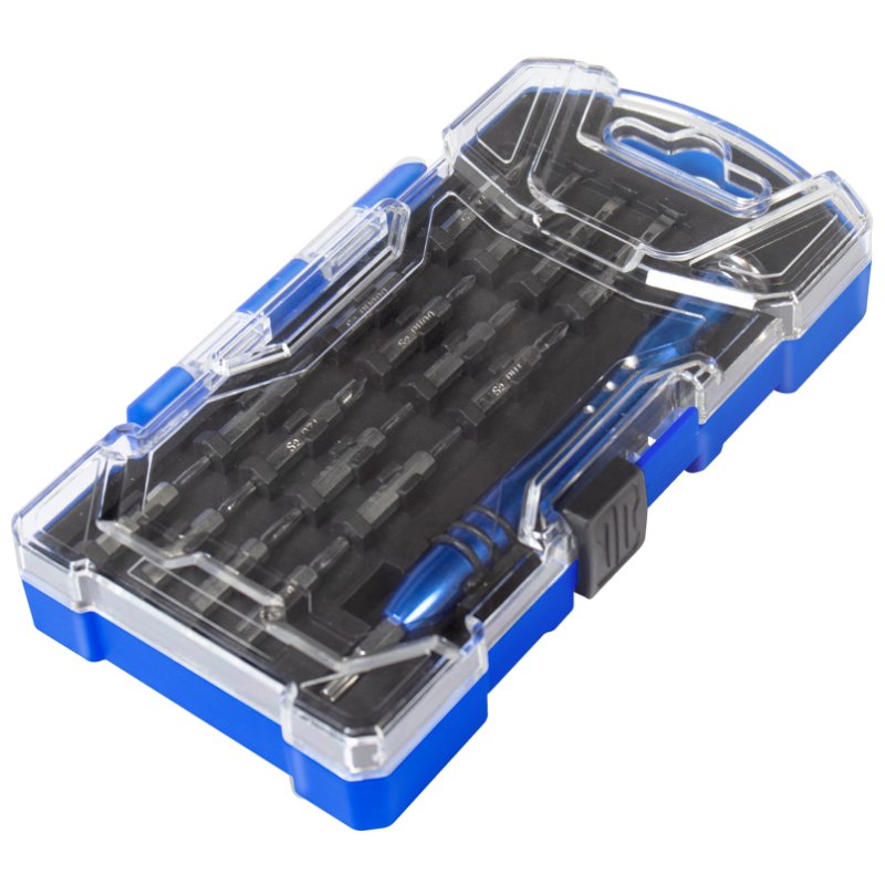 LogiLink tournevis avec jeu de 17 embouts, bleu, boîte de transport