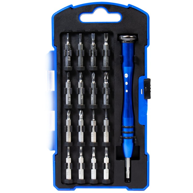 LogiLink tournevis avec jeu de 17 embouts, bleu, boîte de transport