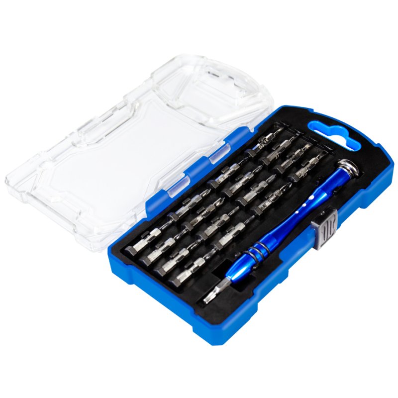LogiLink tournevis avec jeu de 17 embouts, bleu, boîte de transport