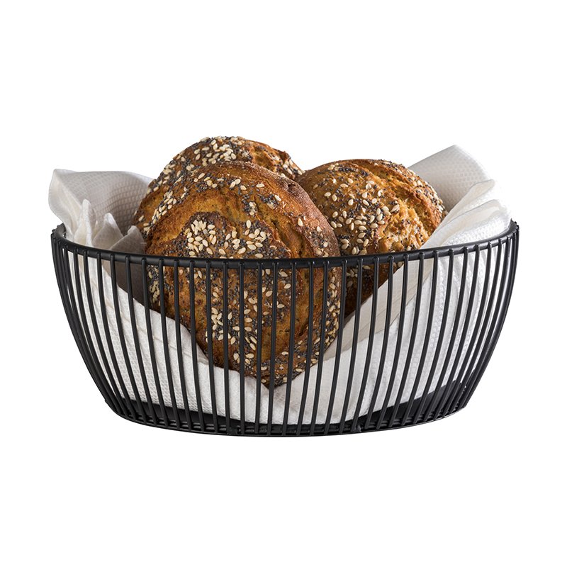 APS corbeille à pain et fruits SVART, ovale, 240×190 mm, noir