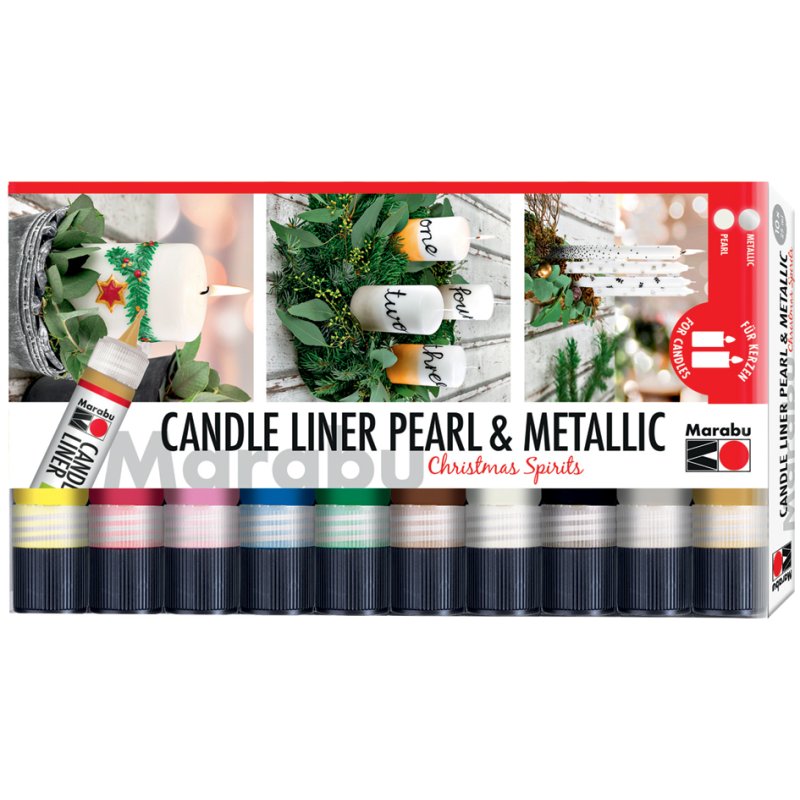 Marabu kaarsenverf Candle Liner Christmas Spirits, op waterbasis, 10 × 25 ml, gemixt