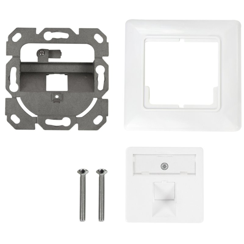 LogiLink Boîtier d'encastrement professionnel modules Keystone, simple, blanc pur, 80×80 mm