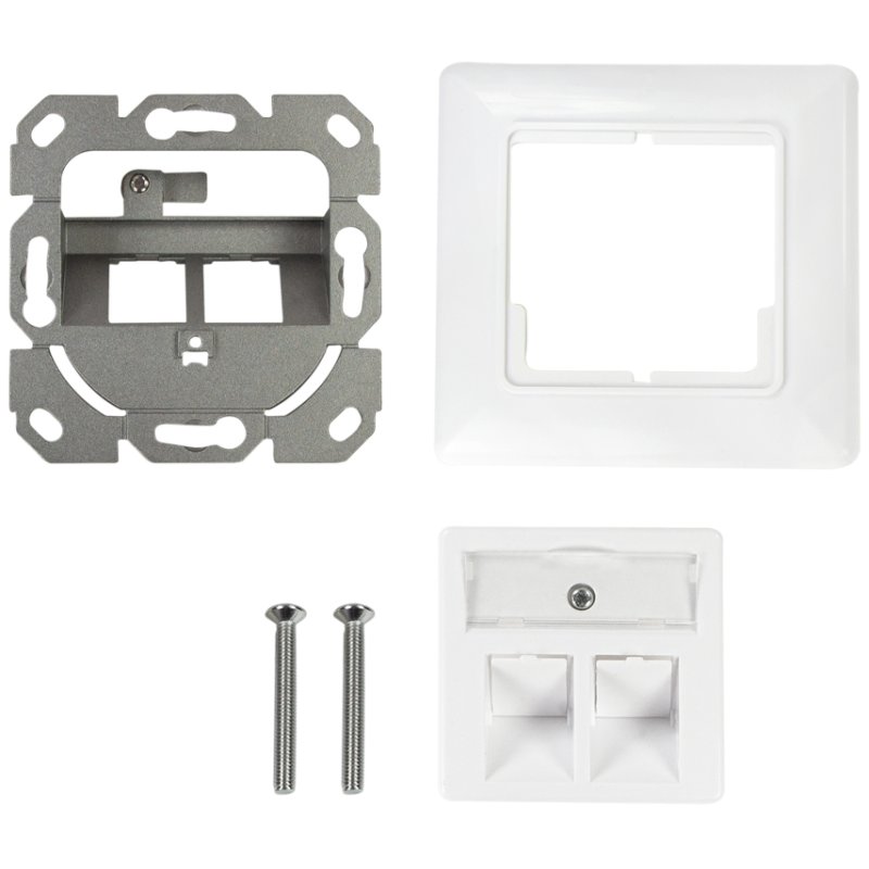 LogiLink Boîtier d'encastrement professionnel modules Keystone, simple, blanc pur, 80×80 mm