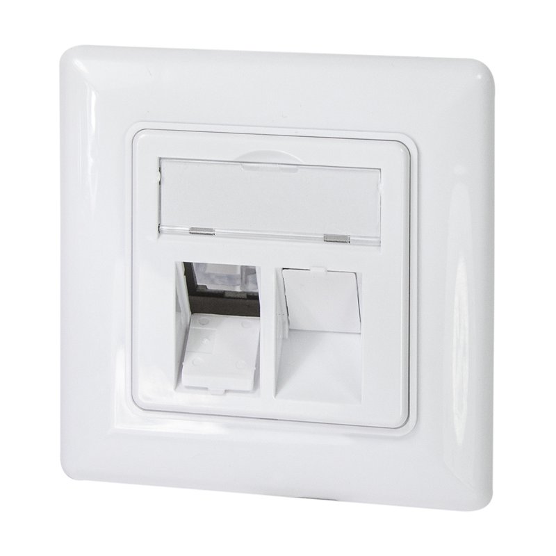 LogiLink Boîtier d'encastrement professionnel modules Keystone, simple, blanc pur, 80×80 mm