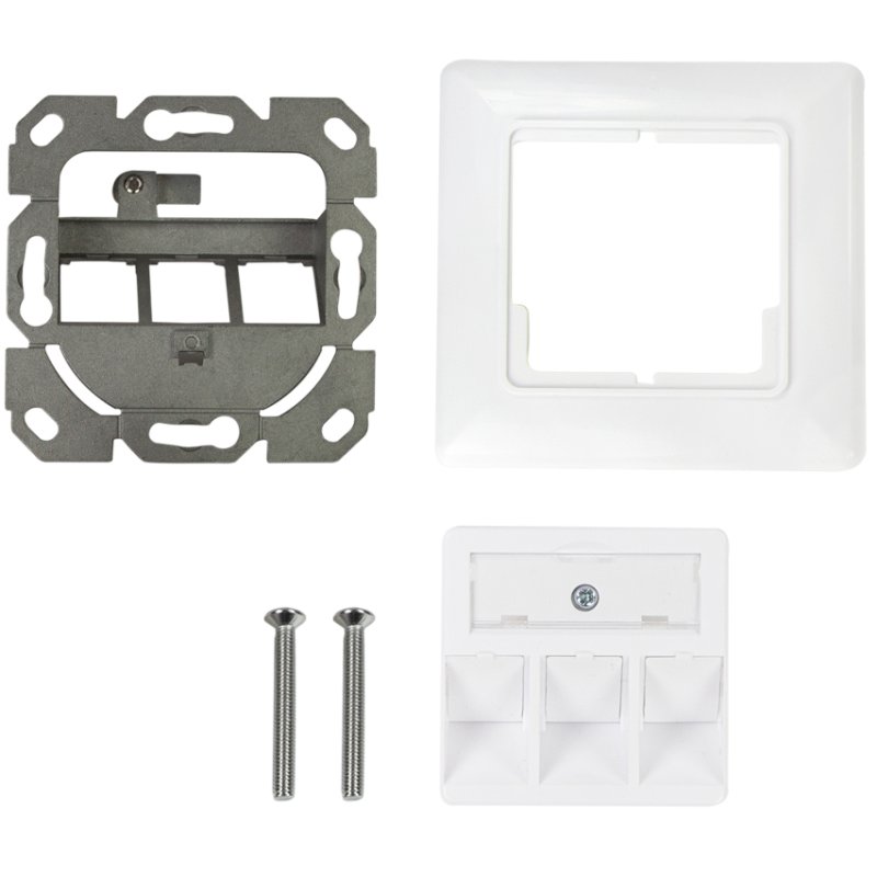LogiLink Boîtier d'encastrement professionnel modules Keystone, simple, blanc pur, 80×80 mm