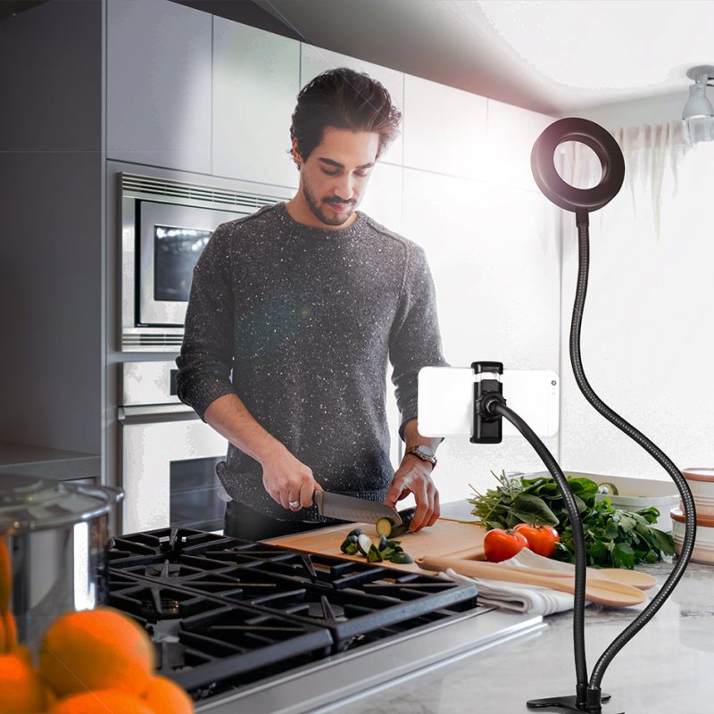 LogiLink lampe annulaire pour smartphone avec fixation à pince, 85 mm, 24 LEDs, température de couleur réglable