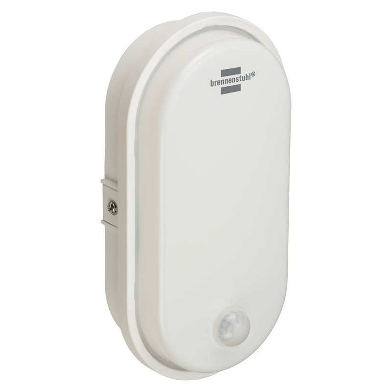 brennenstuhl Lampe LED extérieure ovale, détecteur de mouvement, blanc, IP54
