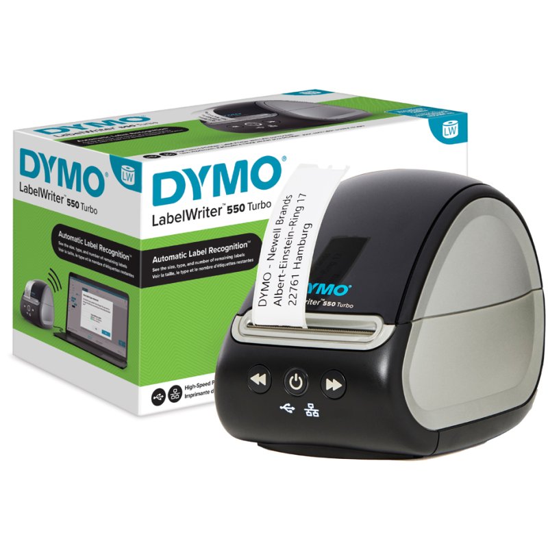 Dymo LabelWriter 550 Turbo labelprinter, USB/LAN, 90 etiketten/min, 300×300 dpi