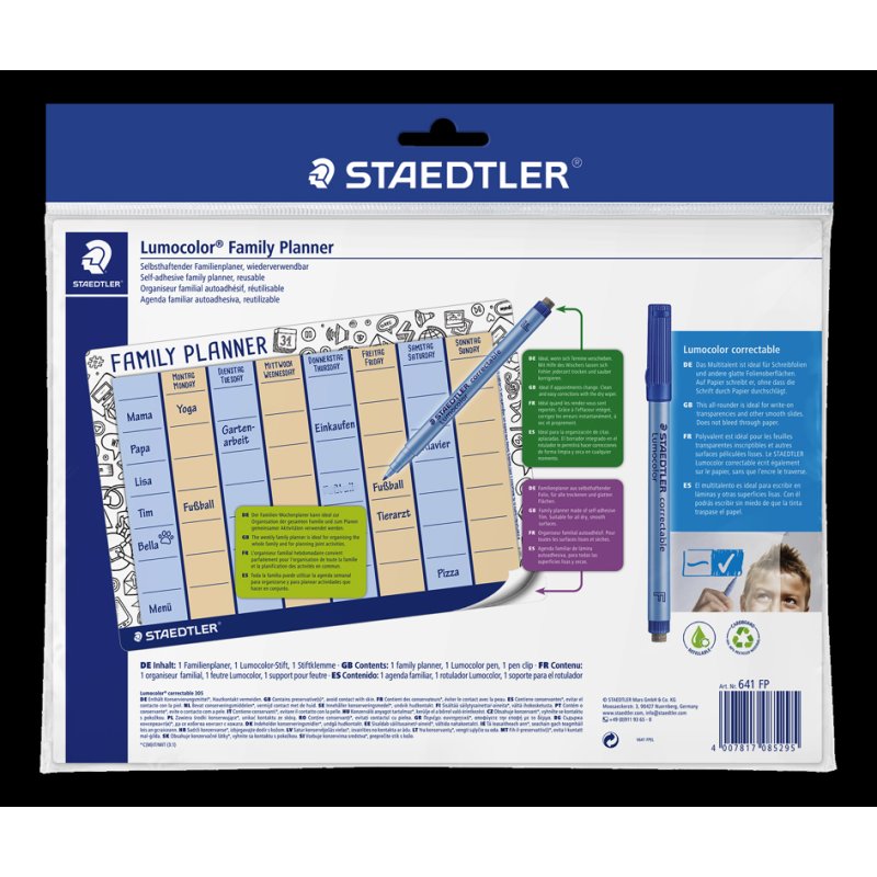 STAEDTLER family planner set of erasable highlighters, A4 format, self-adhesive