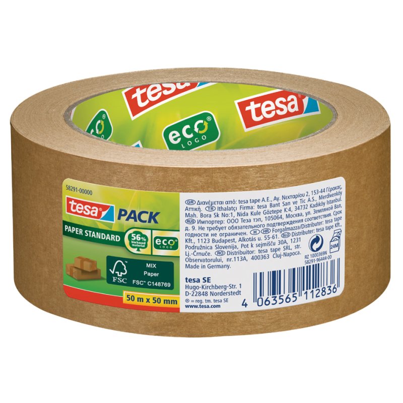 tesa tesapack PAPER ecoLogo ruban d'emballage, brun, 38 mm × 25 m