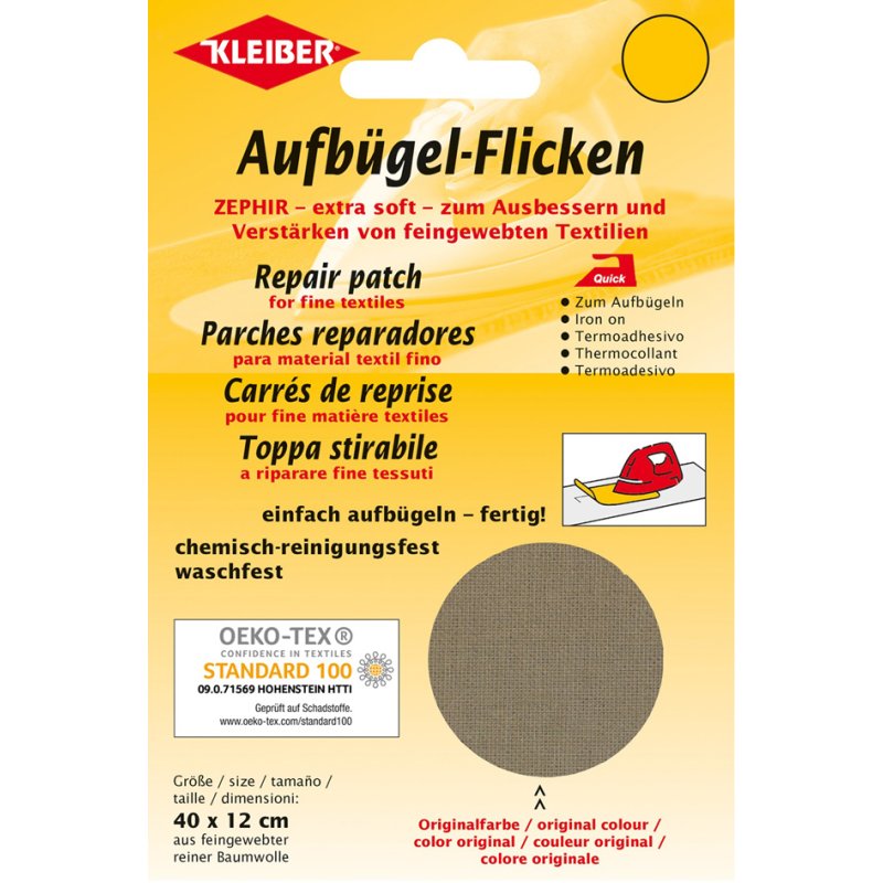 KLEIBER tissu de réparation, 400×120 mm, noir, 100% coton