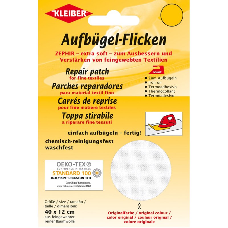 KLEIBER tissu de réparation, 400×120 mm, noir, 100% coton