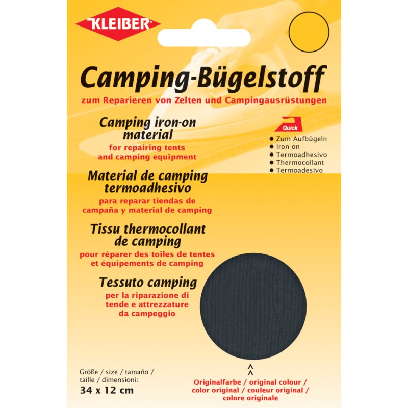 KLEIBER bande auto-agrippante camping rapide, gris, 100% coton, repassable